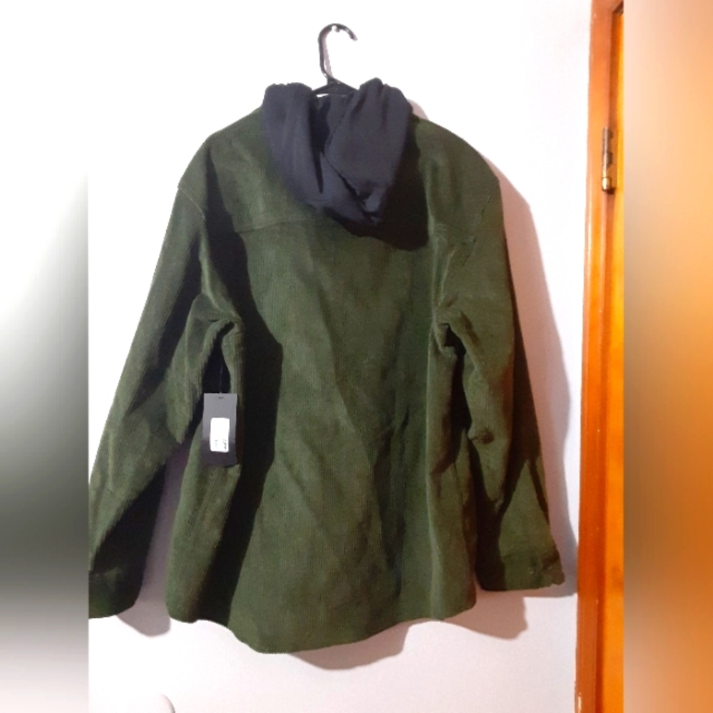 Empyre NWT  Men's Corduroy Hooded Jacker Green Zip Up With Pokets XL - Picture 5 of 9